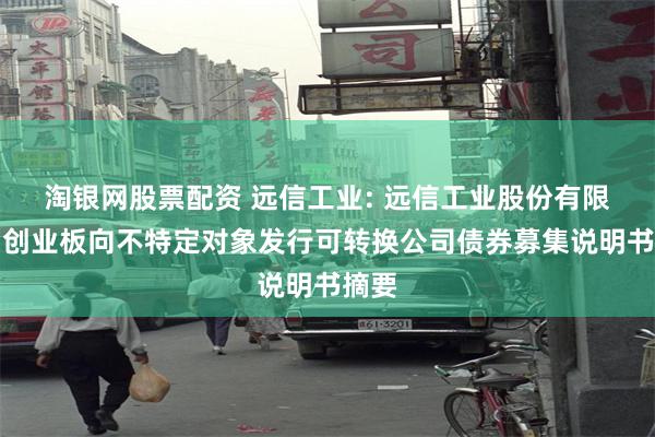 淘银网股票配资 远信工业: 远信工业股份有限公司创业板向不特定对象发行可转换公司债券募集说明书摘要