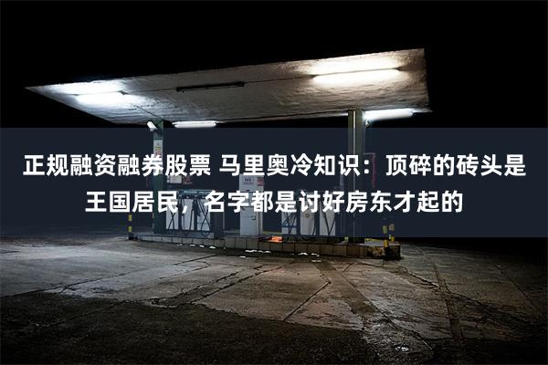 正规融资融券股票 马里奥冷知识：顶碎的砖头是王国居民，名字都是讨好房东才起的