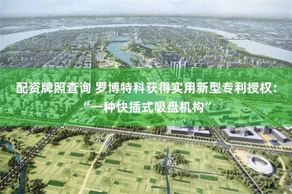 配资牌照查询 罗博特科获得实用新型专利授权：“一种快插式吸盘机构”