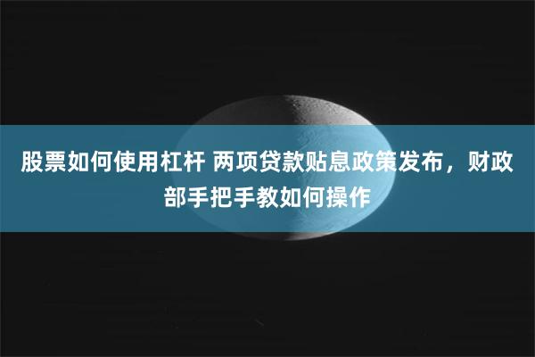 股票如何使用杠杆 两项贷款贴息政策发布，财政部手把手教如何操作