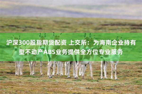 沪深300股指期货配资 上交所：为海南企业持有型不动产ABS业务提供全方位专业服务
